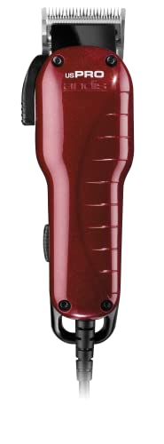 Andis – 66220 US-1, PRO Haarschneidemaschine mit verstellbarer Klinge mit 6 Aufsätzen – einstellbare Längeneinstellungen, schneidet nasses/trockenes Haar – kompatibel mit Schnur-/Akku-Trimmer – rot