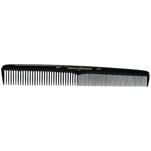HERCULES SÄGEMANN - Premium Haarschneidekamm | Hochwertiger Naturkautschuk Kamm für präzise Schnitte und sanft zu Haar und Kopfhaut. | Farbe: Schwarz | Größe: 7 Zoll