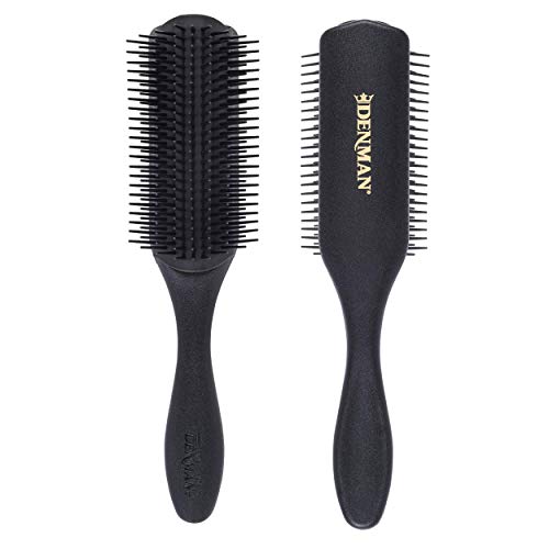 Denman Haarbürste D4M (Langhaarbürste), zum Stylen und Glätten langer Haare, antistatisches Gummikissen und Nylonborsten, 9-reihig, schwarz