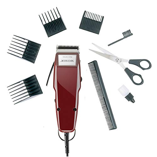 Moser 1400 Haarschneider für Männer, clipper, mit Kabel, mit Zubehör, mit 5 arretierbaren Positionen (0,7 bis 3 mm), vier Führungskämme | 1er Pack
