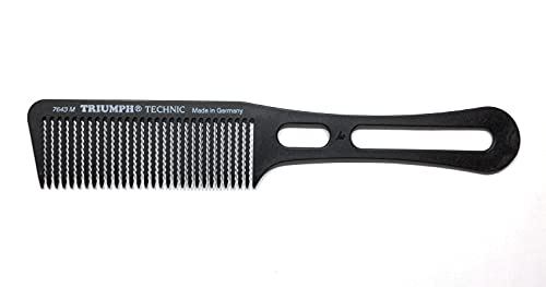 HERCULES SÄGEMANN - 7643M Haarschneidekamm | 8,5 Zoll Kamm mit gewellten Zähnen ideal für Schnitt mit Haarschneidemaschine | Clipper Kamm mit Griff | Farbe: Farbe: Schwarz