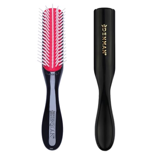 Denman Classic Styling Brush 5 Row D14 - Hair Brush for Separating, Shaping & Defining Curls - Blow-Drying, Styling & Detangling Brush(MINI) - Black